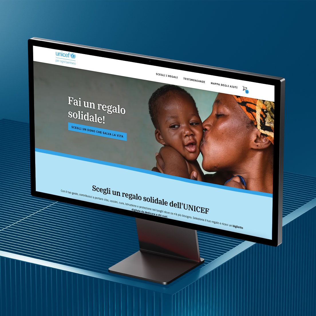 Mockup della schermata hompage in visualizzazione desktop