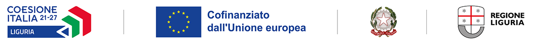 Logo istituzionali: Coesione Italia, Unione Europea, Repubblica italiana, Regione Liguria