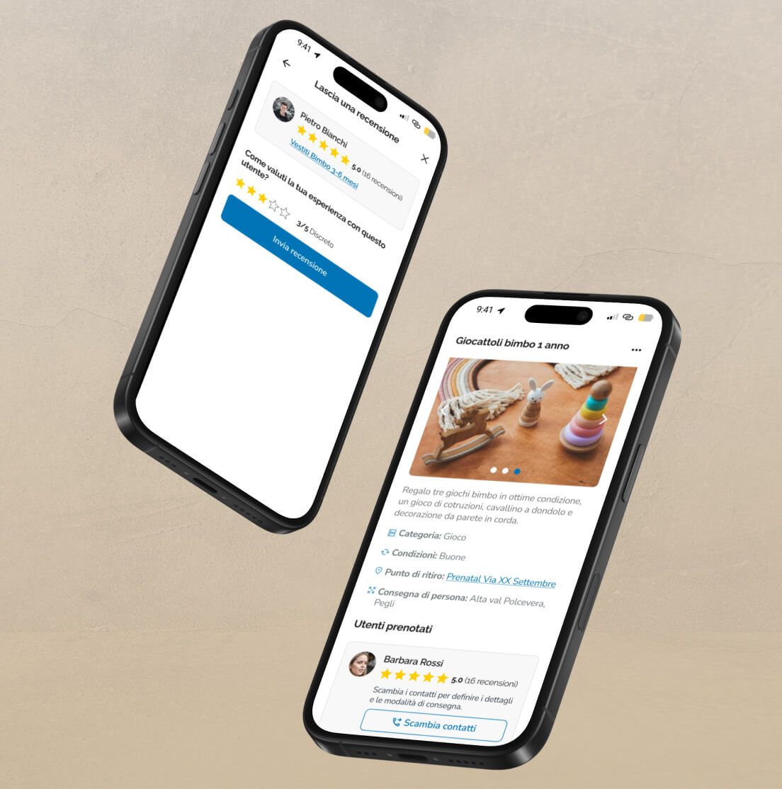 /cmsMockup delle schermate dell'app TooRNA
