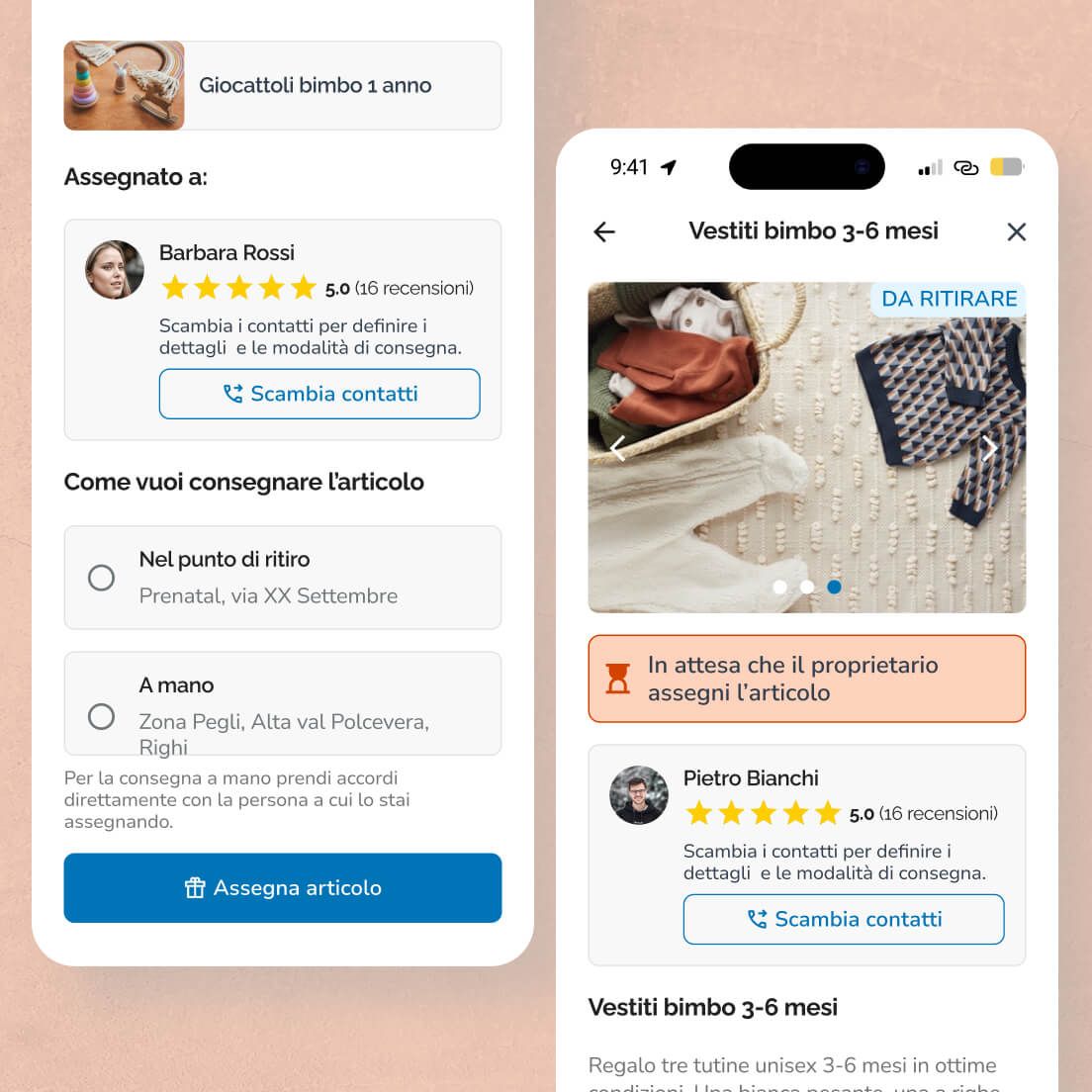 /cmsMockup delle schermate dell'app TooRNA
